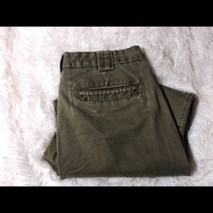 Orvis Brisbane Khaki Pants 38 Leather Trim